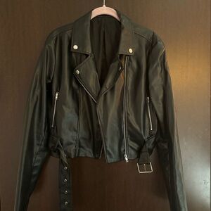 Black Leather Jacket - Size Medium